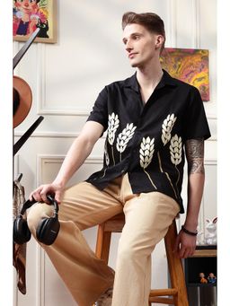Eszett - Men Black Half Sleeves Casual Shirt