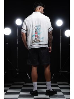 Eszett - Men White Printed Half Sleeves Casual Shirt