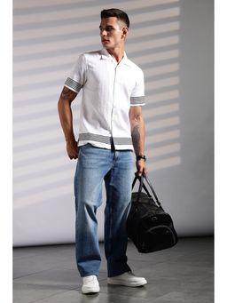 Eszett - White Solid Half Sleeves Casual Shirt