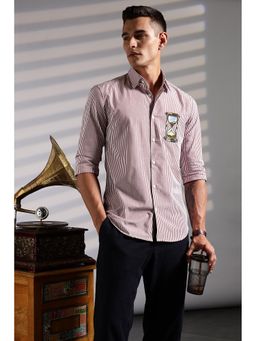 Eszett - Men Brown Stripes Full Sleeves Casual Shirt