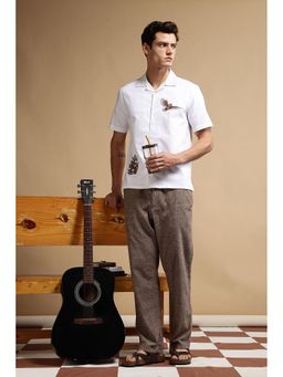 Eszett - Men Stripes White Half Sleeves Casual Shirt