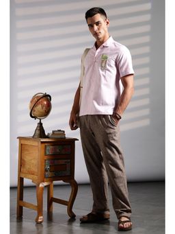 Eszett - Men Pink Stripes Half Sleeves Casual Shirt