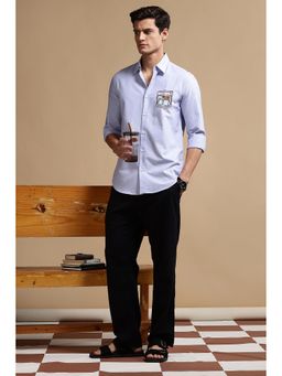 Eszett - Men Blue Printed Full Sleeves Casual Shirt