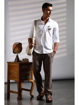 Eszett - Men White Solid Full Sleeves Casual Shirt