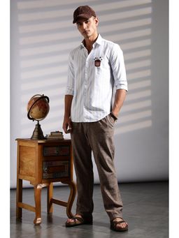 Eszett - Men White Stripes Full Sleeves Casual Shirt