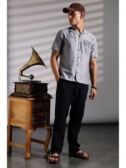 Eszett - Men Grey Solid Half Sleeves Casual Shirt