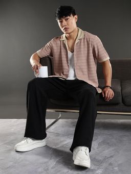 Eszett - Peach Stripes Half Sleeves Casual Shirt