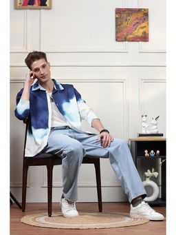 Eszett - Men Blue Cotton Printed Casual Shirt