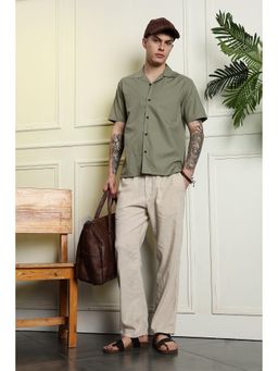 Eszett - Men Green Cotton Animal Print Casual Shirt