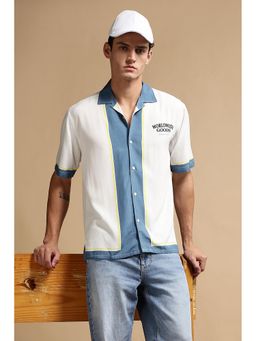 Eszett - Men White Cotton Graphic Casual Shirt