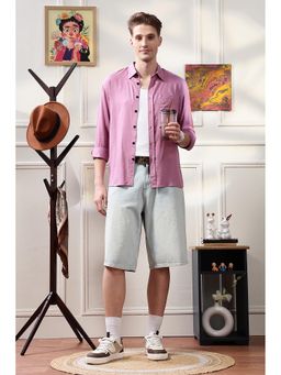 Eszett - Men Mauve Viscose Rayon Solid Casual Shirt