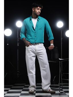 Eszett - Men Green Viscose Rayon Solid Casual Shirt