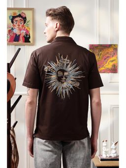 Eszett - Men Brown Cotton Graphic Casual Shirt