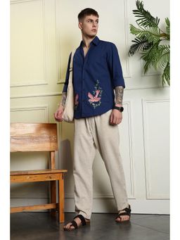 Eszett - Men Navy Blue Printed Full Sleeves Casual Shirt