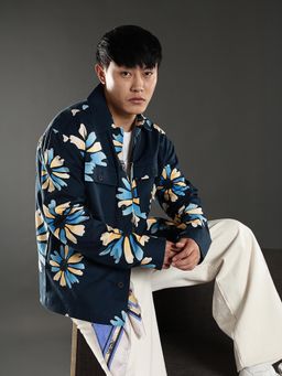 Eszett - Blue Men Floral Full Sleeves Casual Shirt