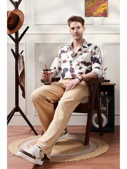 Eszett - Men Cream Abstract Full Sleeves Casual Shirt