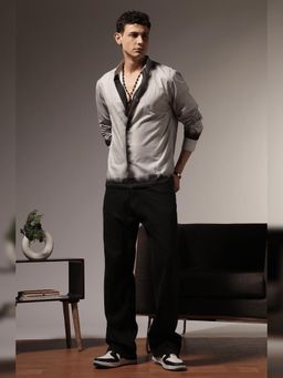 Eszett - Men Grey Ombre Full Sleeves Casual Shirt