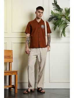 Eszett - Anchor Embroidery Rust Cuban Shirt