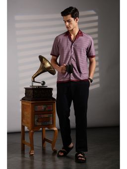 Eszett - Textured Fabric Mauve Cuban Shirt