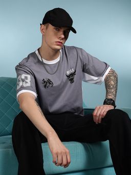Eszett - Men Chicago Light Grey Oversized T-Shirt