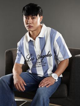 Eszett - Men Los Angeles Oversized Stripes Polo T-Shirt