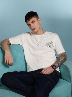 Eszett - Men No Regrets White Oversized T-Shirt