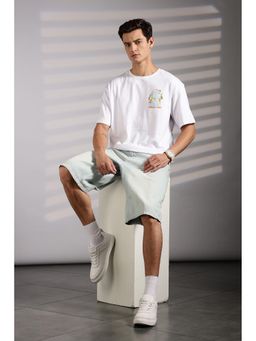 Eszett - Men White Cotton Graphic Ethnos Society Oversized T-Shirt