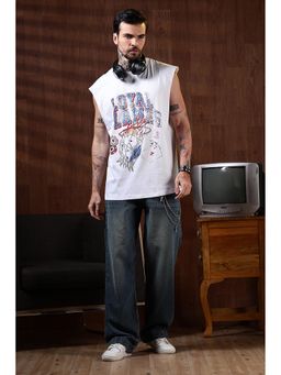 Eszett - Men's White Cotton Typography Oversized Fit T-Shirt