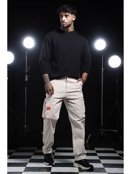 Eszett - Men Black Cotton Plain Oversized Fit T-Shirt