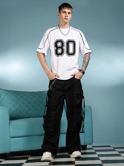 Eszett - Black Baggy Casual Solid Jeans