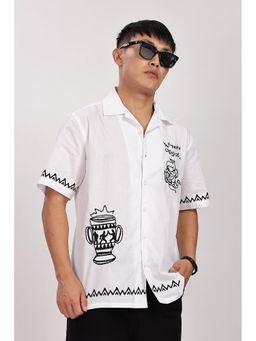 Eszett - White Printed Regular Fit Shirt