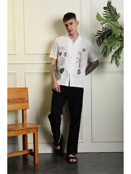 Eszett - White Embroidered Regular Fit Shirt