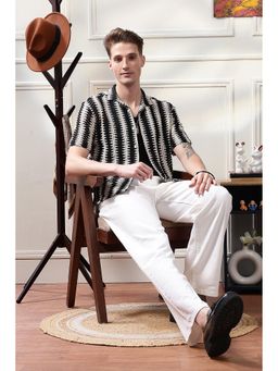 Eszett - Black Self Design Regular Fit Shirt