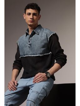 Eszett - Blue Colorblock Regular Fit Polo T-Shirt