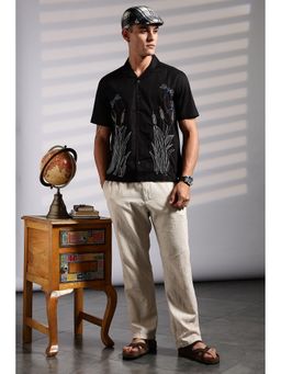 Eszett - Black Embroidered Regular Fit Shirt