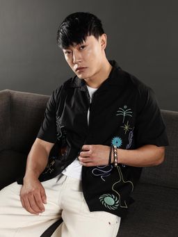 Eszett - Black Printed Regular Fit Shirt