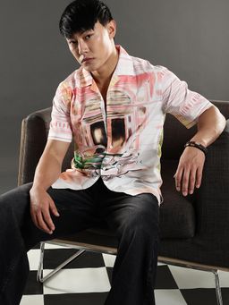 Eszett - White Printed Regular Fit Shirt