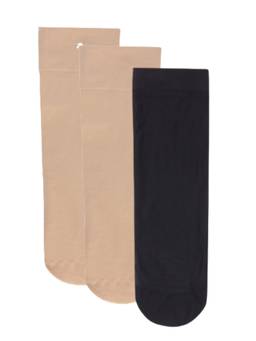 NEXT2SKIN - Womens Nylon Transparent Socks Sheer Ankle Stockings- Pack Of 3 - Multi-Color