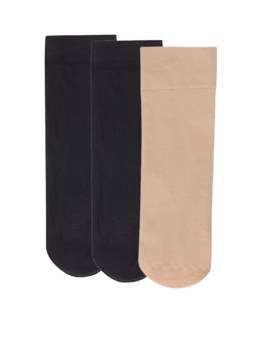 NEXT2SKIN - Womens Nylon Transparent Socks Sheer Ankle Stockings - Pack Of 3 - Multi-Color