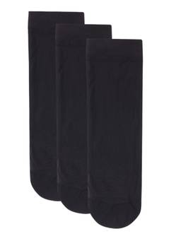 NEXT2SKIN - Womens Nylon Transparent Socks Sheer Ankle Stockings- Pack Of 3 - Black