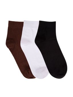 NEXT2SKIN - Mens Cotton Ankle Socks Seamless Socks - Pack of 3 (Black:White:Brown)