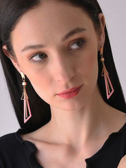 Sohi - Pink Gold Plated Contemporary Drop Earrings