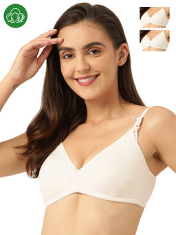 Inner Sense - Organic Antimicrobial Laced Triangular Maternity Bra - Pack Of 3 -White
