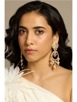 Joules By Radhika - Elegant Polki Pear Kundan Drop Earrings