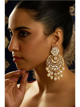 Joules By Radhika - Timeless Kundan Pearl Chandbali Earrings