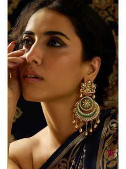 Joules By Radhika - Multi-Color Rajwadi Chandbali Earrings