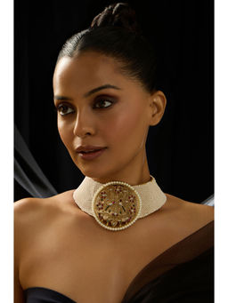 Joules By Radhika - Multi Stone and Pearl Collar Choker Necklace