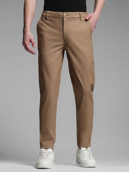 Jack & Jones - Brown Solid Cotton Regular Trouser