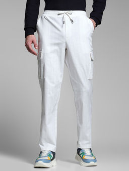Jack & Jones - White Stripes Cotton Blend Regular Trouser