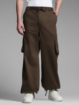 Jack & Jones - Brown Solid Cotton Loose Trouser